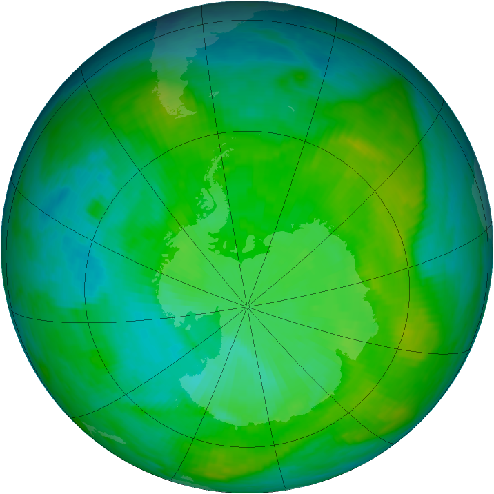 Antarctic ozone map for 08 January 1984